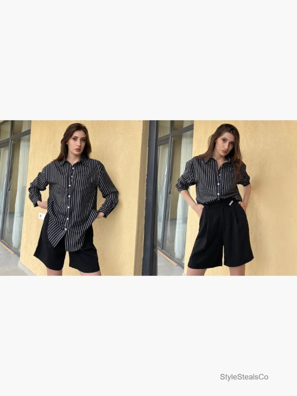 Oversized Drop Shoulder Button Down Shirt with Pockets Long Sleeve Blouse - Picture 7 of 7